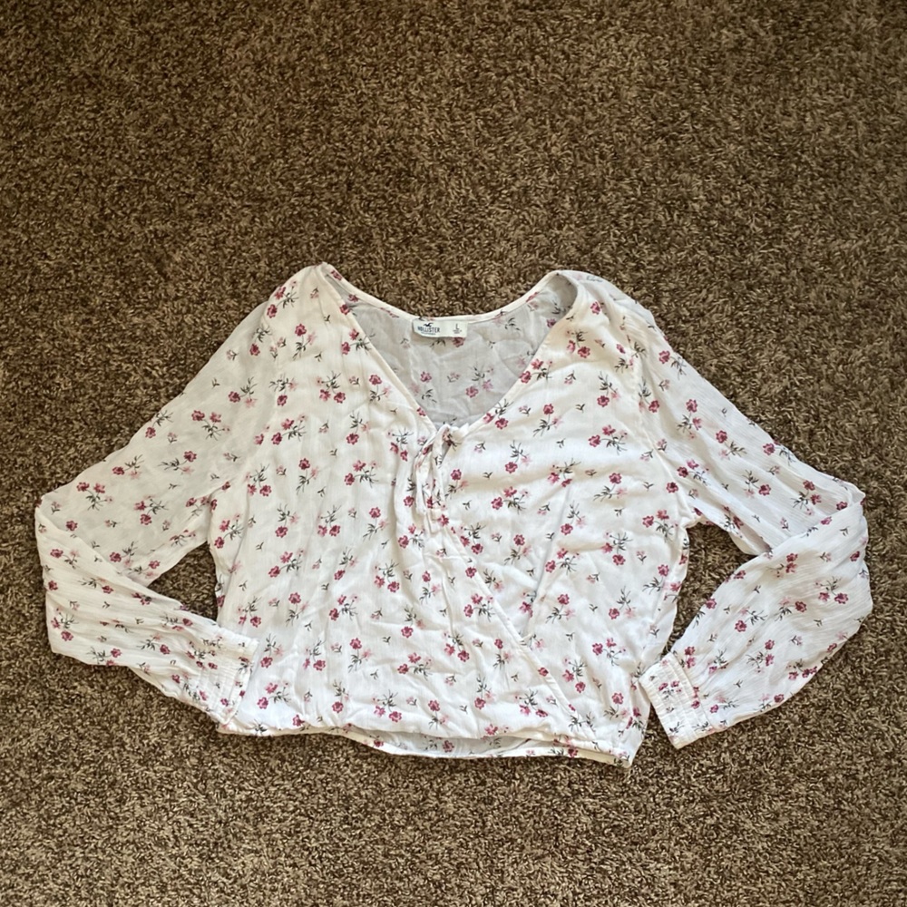 Hollister White Floral Long Sleeve